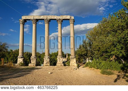 Mersin, Turkey - August, 10, 2021: Uzundzhaburch Ancient City Ruins