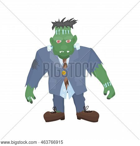 Green Monster Franken Stein Halloween Holiday. Cartoon Image Vector