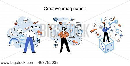 Creative Mind, Imagination Or Brainstorm Or Originative Idea Concept. Creative Imagination. Phantasy