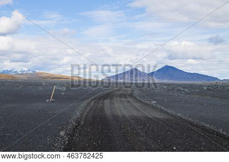 Dirt Road Along Central Highlands Of Iceland.