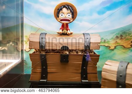Bangkok, Thailand - Sep 15, 2022: Small Size Model Of Monkey D. Luffy From A Japanese Animation One 