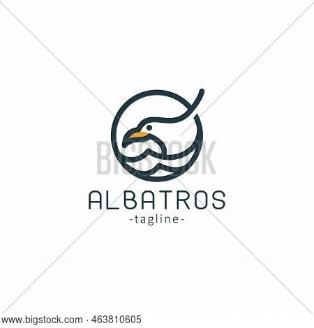 Albatroos Line Logo Design Vector Premium, Bird Icon