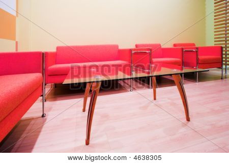 Red Chairs And Table