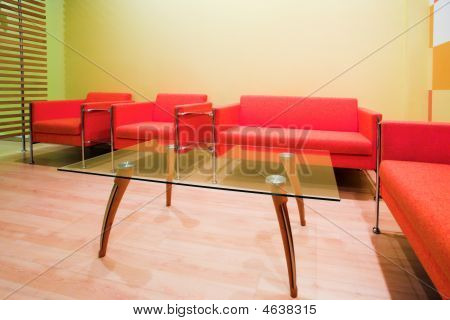 Red Chairs And Table