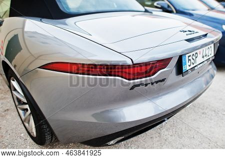 Valtice, Czech Republic - March 07, 2022: Back Of Jaguar F Type.