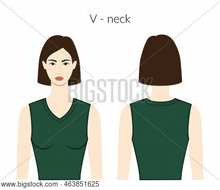 V - Neckline Clothes Knits, Sweaters Character Beautiful Lady In Emerald Top, Shirt, Dress Technical
