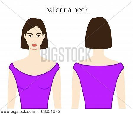 Ballerina Neckline Clothes Character Beautiful Lady In Purple Top, Shirt, Dress Technical Fashion Il