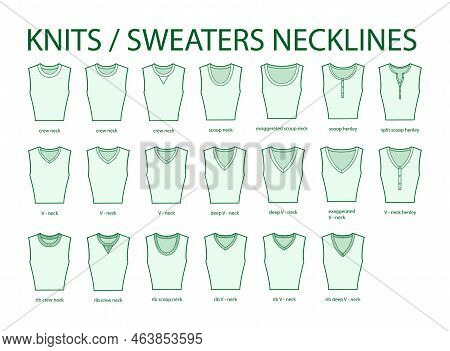 Set Of Necklines Knits And Sweaters Clothes - Collars, Tops, Blouses, Dresses Crew, Scoop Neck Techn
