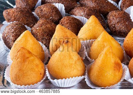 Roasted Kibe E Coxinha. Traditional Brazilian Snack.