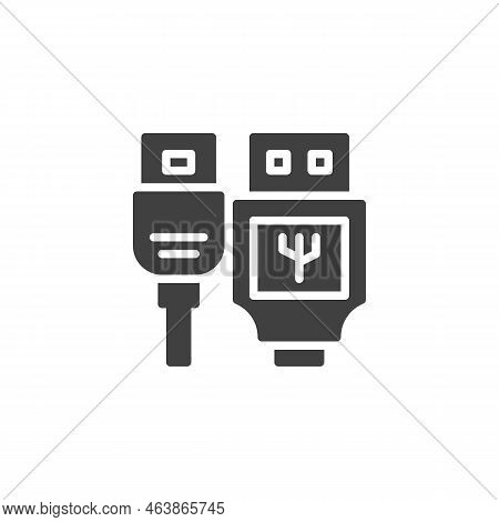 Usb Port Vector Icon. Filled Flat Sign For Mobile Concept And Web Design. Usb Cable Glyph Icon. Symb