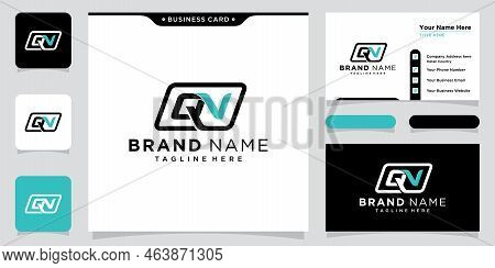 Initial Letter Qn Logo Design Template With Business Card Design