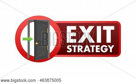 Exit Strategy Icon, Label. Emergency, Protection. Vector Stock Illustration.
