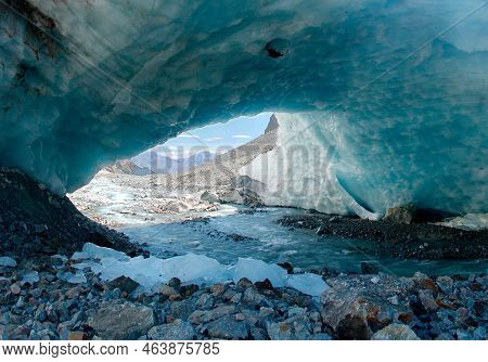 Fantastic Glacier Tube In French Alps, Sele Glacier, France