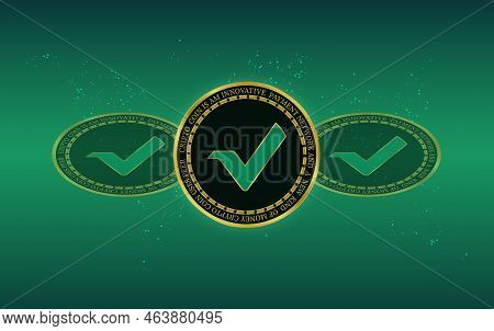 Vertcoin-vtc Virtual Currency Logo. 3d Illustrations. Coin Logo