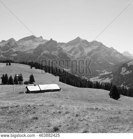 Landscape In The Bernese Oberland, Switzerland. Mount Oldehore.