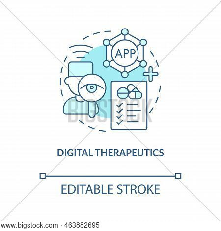 Digital Therapeutics Turquoise Concept Icon. Medical Industry. Mobile Health App Abstract Idea Thin 