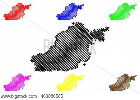 Skokholm Island (united Kingdom Of Great Britain And Northern Ireland, Wales) Map Vector Illustratio