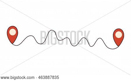 Way Between Two Points. Location Pointers. Gps Navigation And Travel Concept. Plan Tracker. Vector H