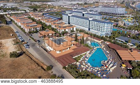 Aerial Drone Photo Of The Beautiful Town Of Alanya, A Resort Town On Turkey’s Central Mediterranean