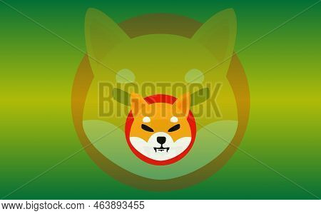 Shiba Virtual Currency Visuals On A Colorful Background. 3d Illustrations.