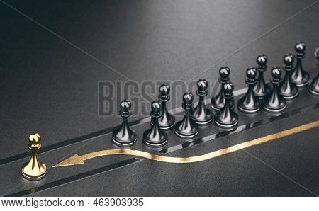 Golden Pawn Passing 3d Illustration. Vip Pass Concept.