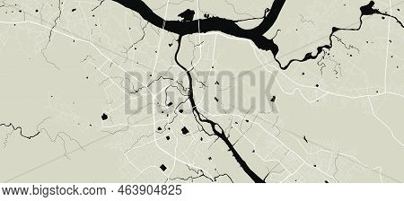 Vector Map Of Thane, India. Urban City Road Map Poster Illustration. Thane Map Art.