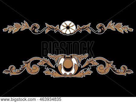 Greek Decorative Element Flower, Greek Vector Shape, Stucco Decoration, Cartouche