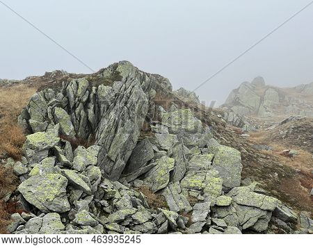Rocks And Stones In The Autumn Swiss Alpine Environment And In The St. Gotthard Pass (gotthardpass) 