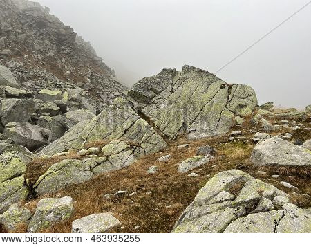Rocks And Stones In The Autumn Swiss Alpine Environment And In The St. Gotthard Pass (gotthardpass) 