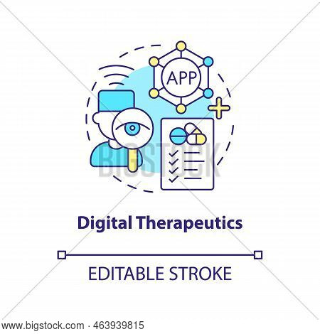 Digital Therapeutics Concept Icon. Healthcare Industry Trend. Mobile Health App Abstract Idea Thin L