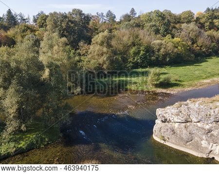 Aerial View Of Vit River, Passing Near Village Of Aglen,  Bulgaria
