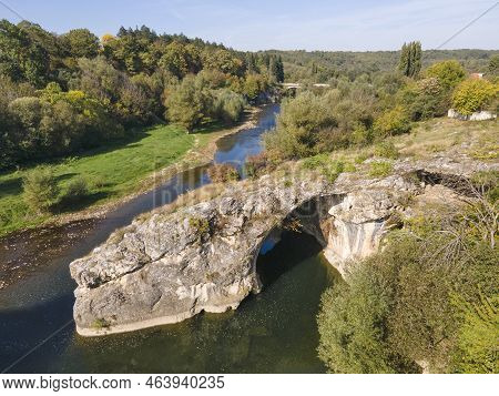 Aerial View Of Vit River, Passing Near Village Of Aglen,  Bulgaria