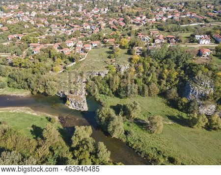 Aerial View Of Vit River, Passing Near Village Of Aglen,  Bulgaria