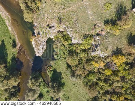 Aerial View Of Vit River, Passing Near Village Of Aglen,  Bulgaria