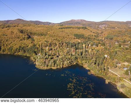 Aerial Autumn View Of Pasarel Reservoir, Bulgaria
