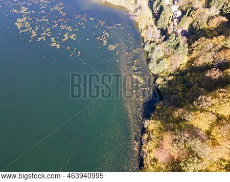Aerial Autumn View Of Pasarel Reservoir, Bulgaria