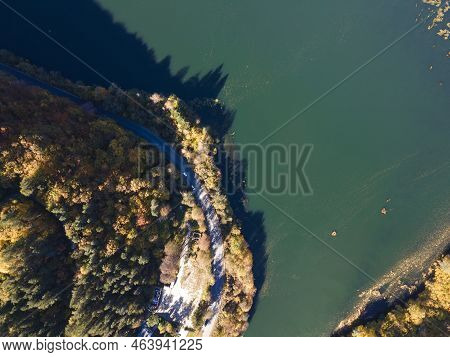 Aerial Autumn View Of Pasarel Reservoir, Bulgaria