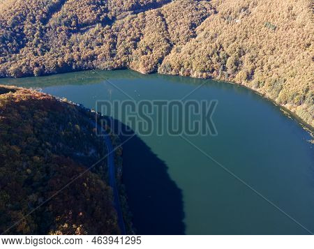 Aerial Autumn View Of Pasarel Reservoir, Bulgaria