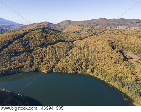 Aerial Autumn View Of Pasarel Reservoir, Bulgaria