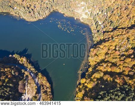 Aerial Autumn View Of Pasarel Reservoir, Bulgaria