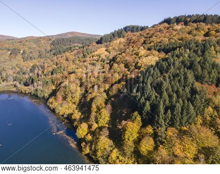 Aerial Autumn View Of Pasarel Reservoir, Bulgaria