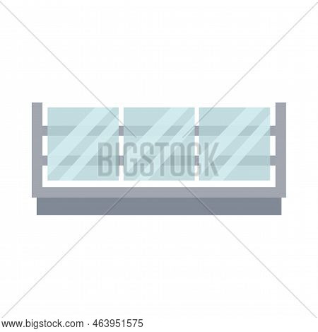 Glass Balcony Railing Vector Illustration. Glass Handrail, Balustrade Or Fence For Stairs Or Terrace