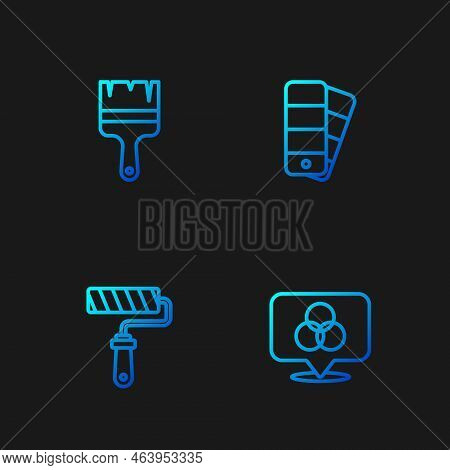 Set Line Rgb And Cmyk Color Mixing, Paint Roller Brush, And Color Palette Guide. Gradient Color Icon