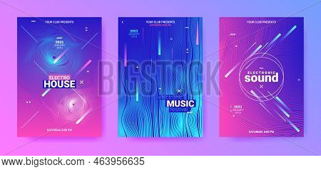 Abstract Dance Poster. Electro Sound Cover. Techno Music Flyer. Vector 3d Background. Dance Posters 
