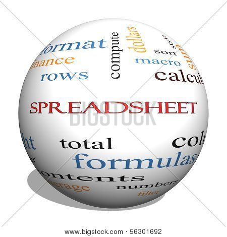 Spreadsheet 3D Sphere Word Cloud Concept