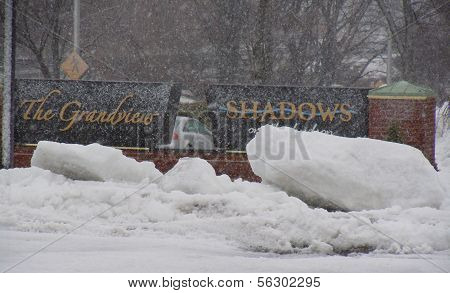 Shadows on the Hudson Snowy Sign