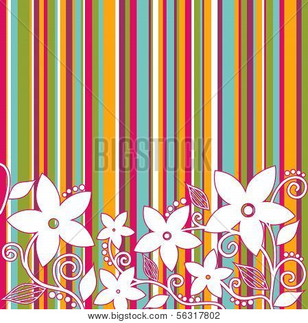 Decorative flowers, striped background