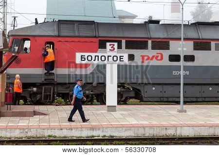 Bologoe, Russia - June 30, 2013: View Of Rail Terminal In Morning. Large Railway Junction On The Oct