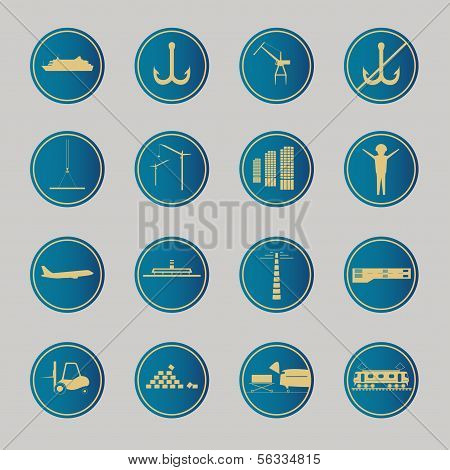 Industrial And Logistic Blue Icons