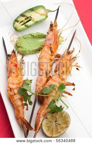 Guacamole Spicy Whole Grilled Shrimps